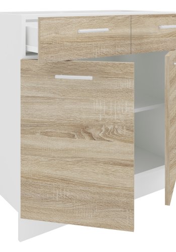 VCM NORDIC Esilo kkken skab, m. 2 lger, 1 skuffe, 1 hylde - hvid og natur tr