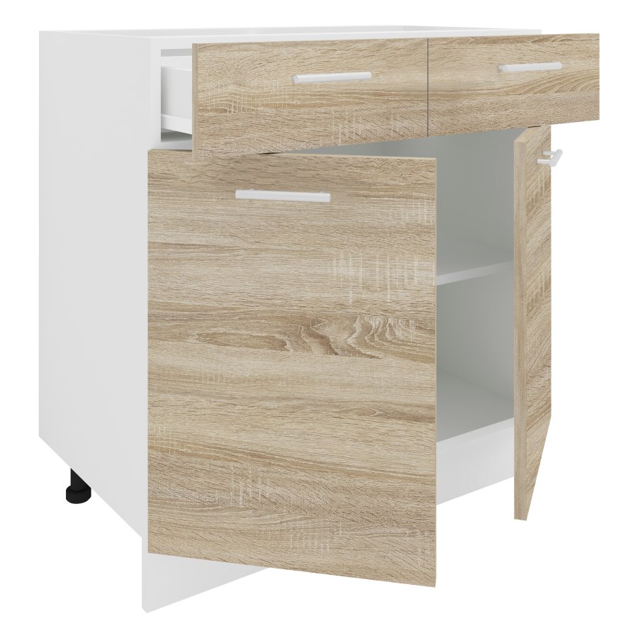 VCM NORDIC Esilo kkken skab, m. 2 lger, 1 skuffe, 1 hylde - hvid og natur tr