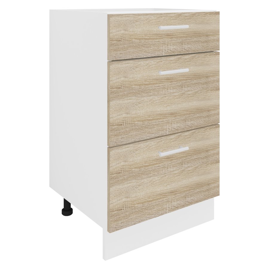 VCM NORDIC Esilo kkken skab, m. 3 skuffer - hvid og natur tr