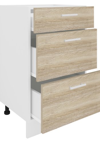 VCM NORDIC Esilo kkken skab, m. 3 skuffer - hvid og natur tr