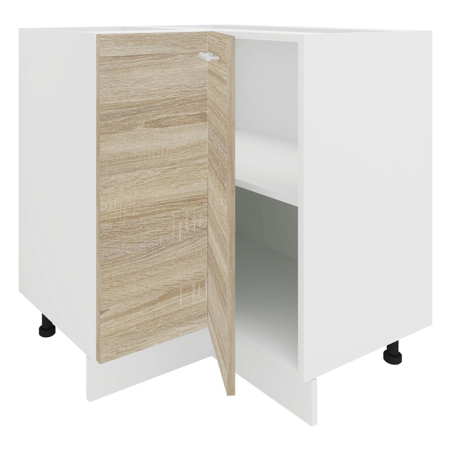 VCM NORDIC Esilo kkken hjrneskab, m. 1 lge og 1 hylde - hvid og natur tr