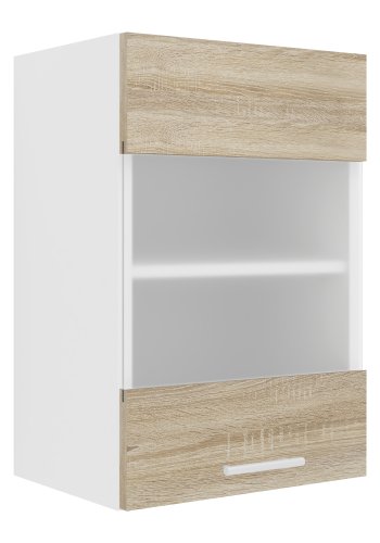 VCM NORDIC Esilo 1 kkken vgskab, m. 1 glaslge og 1 hylde - hvid og natur tr