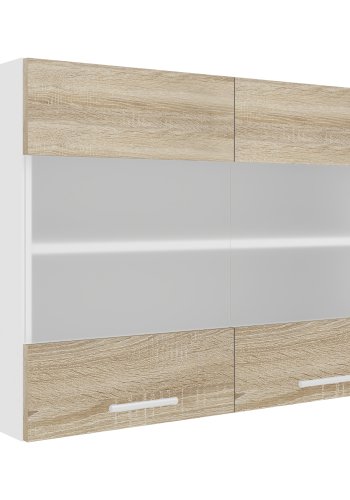 VCM NORDIC Esilo kkken vgskab, m. 2 glaslger og 1 hylde - hvid og natur tr