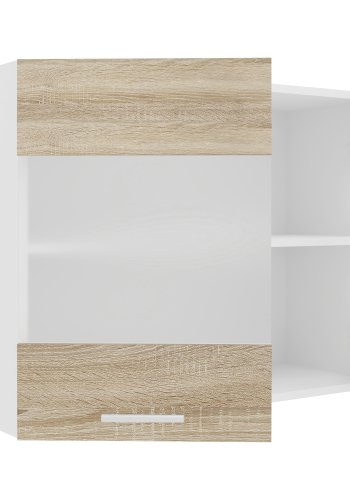 VCM NORDIC Esilo kkken vgskab, m. 2 glaslger og 1 hylde - hvid og natur tr