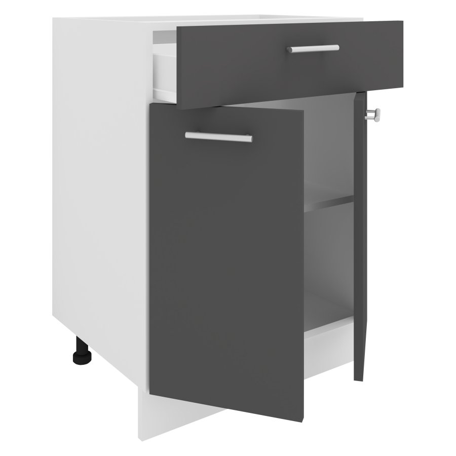 VCM NORDIC Esilo kkken skab, m. 2 lger, 1 skuffe, 1 hylde - hvid og antracitgr tr