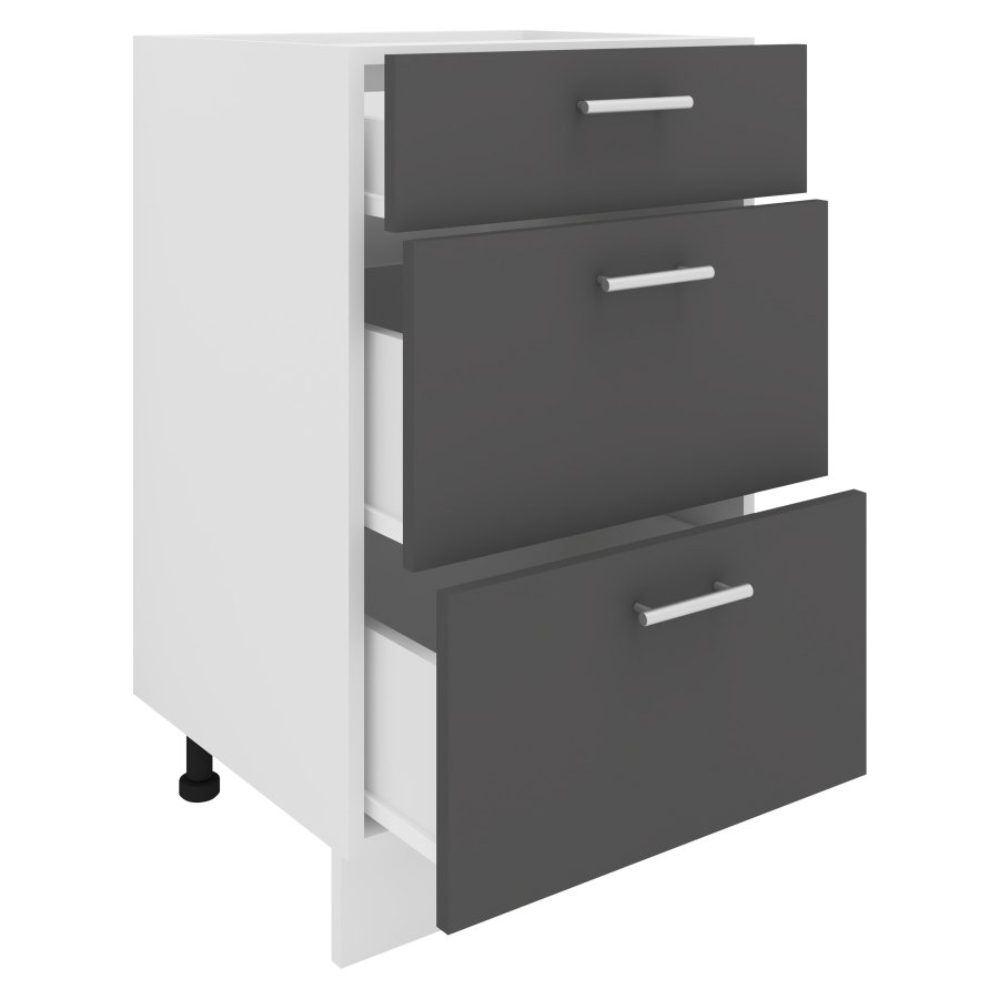 VCM NORDIC Esilo kkken skab, m. 3 skuffer - hvid og antracitgr tr