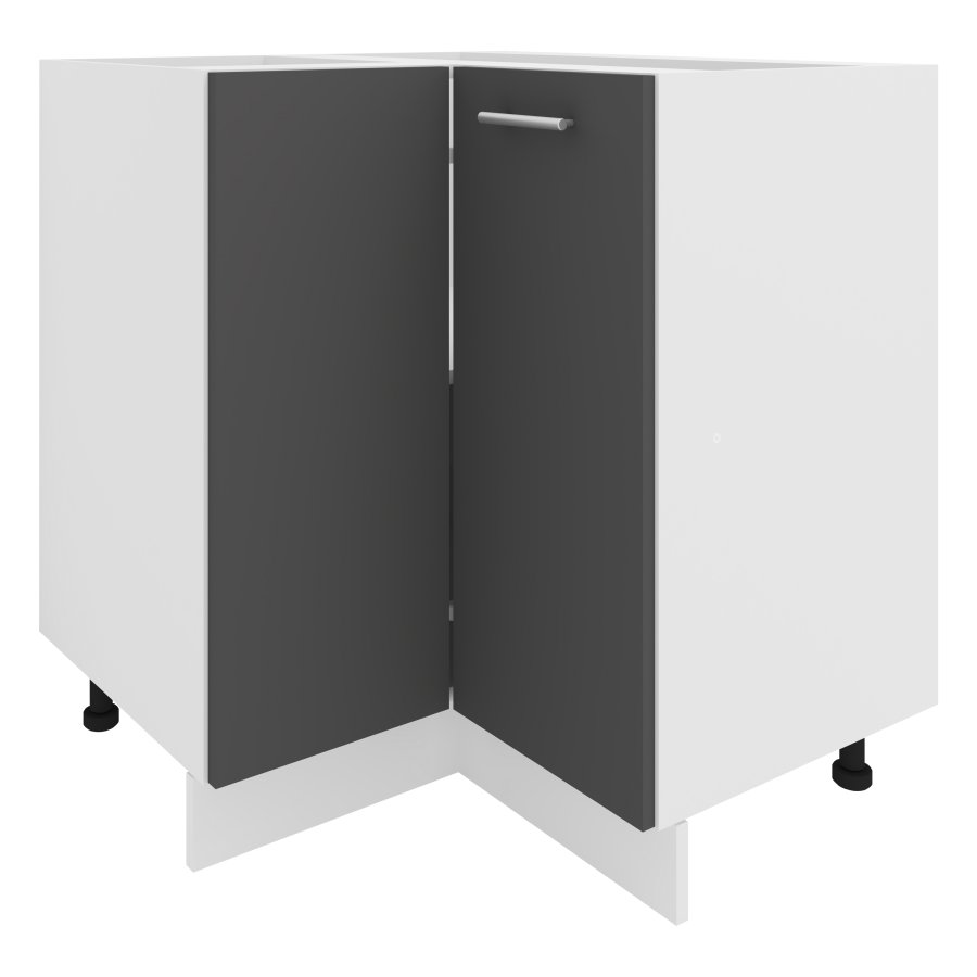 VCM NORDIC Esilo kkken hjrneskab, m. 1 lge og 1 hylde - hvid og antracitgr tr