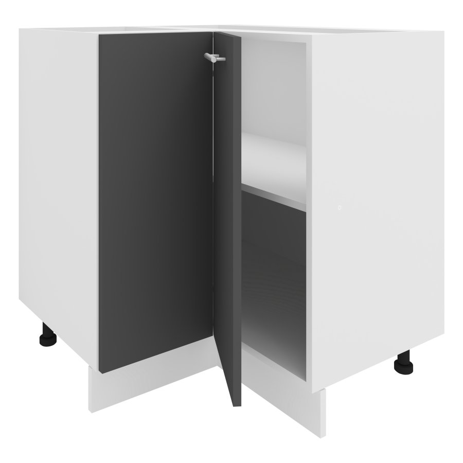 VCM NORDIC Esilo kkken hjrneskab, m. 1 lge og 1 hylde - hvid og antracitgr tr