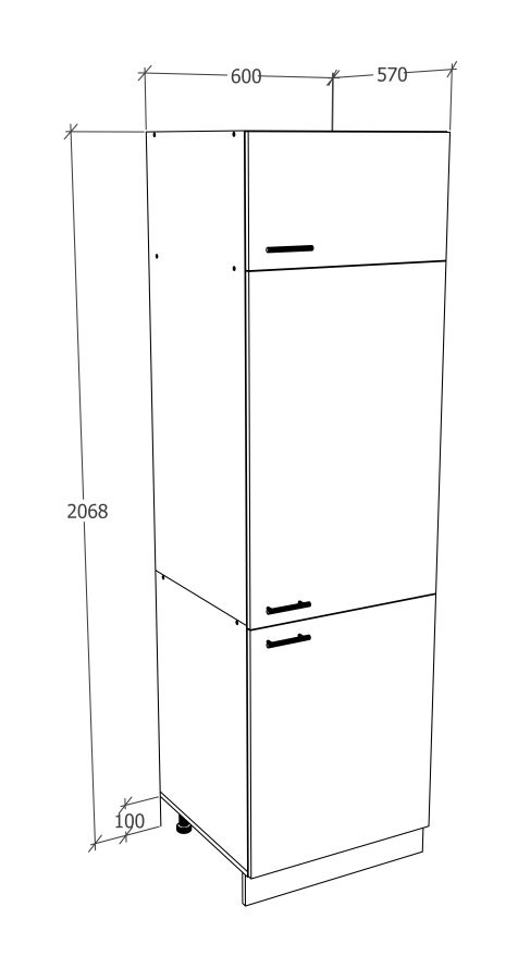 VCM NORDIC Esilo kkken hjskab, m. 3 lger og 4 hylder - hvid tr