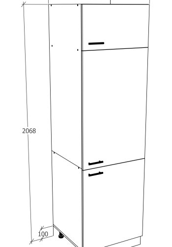 VCM NORDIC Esilo kkken hjskab, m. 3 lger og 4 hylder - hvid og antracitgr tr