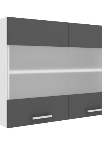 VCM NORDIC Esilo kkken vgskab, m. 2 glaslger og 1 hylde - hvid og antracitgr tr