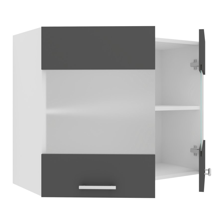 VCM NORDIC Esilo kkken vgskab, m. 2 glaslger og 1 hylde - hvid og antracitgr tr