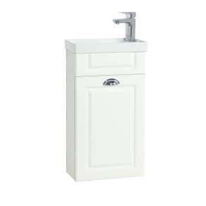 VCM NORDIC Casalo M 2-delt gstevaskeplads, m. hndvask, 1 lge, 1 hylde - keramik og hvid tr