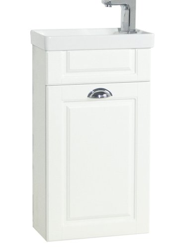 VCM NORDIC Casalo M 2-delt gstevaskeplads, m. hndvask, 1 lge, 1 hylde - keramik og hvid tr