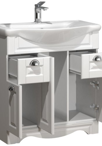 VCM NORDIC Casalo XL 2-delt vaskeplads, m. keramik hndvask, 3 lger, 2 skuffer - hvid melamin