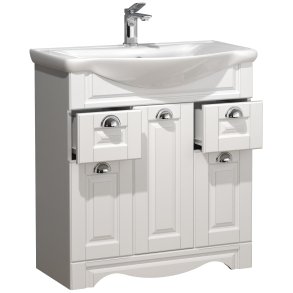 VCM NORDIC Casalo XL 2-delt vaskeplads, m. keramik hndvask, 3 lger, 2 skuffer - hvid melamin