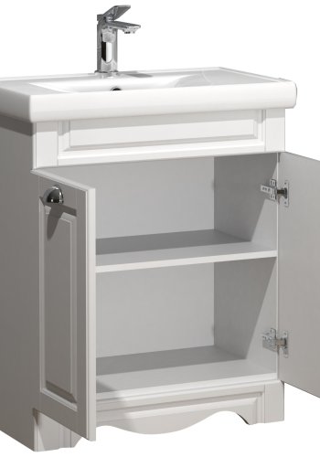 VCM NORDIC Casalo L 2-delt vaskeplads, m. keramik hndvask, 2 lger, 1 hylde - hvid melamin