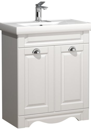 VCM NORDIC Casalo L 2-delt vaskeplads, m. keramik hndvask, 2 lger, 1 hylde - hvid melamin