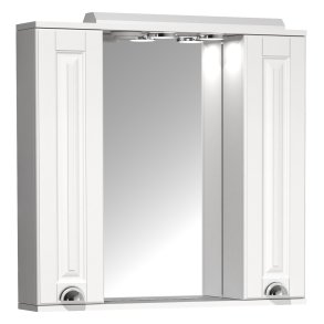 VCM NORDIC Casalo XL badevrelse spejlskab, m. lys, 2 lger, 4 hylder - spejlglas og hvid tr (75cm)