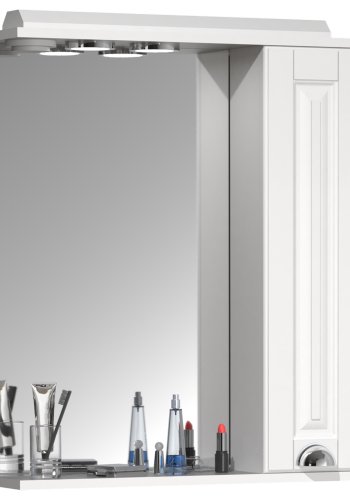 VCM NORDIC Casalo L badevrelse spejlskab, m. lys, 1 lge, 2 hylder - spejlglas og hvid tr (60cm)