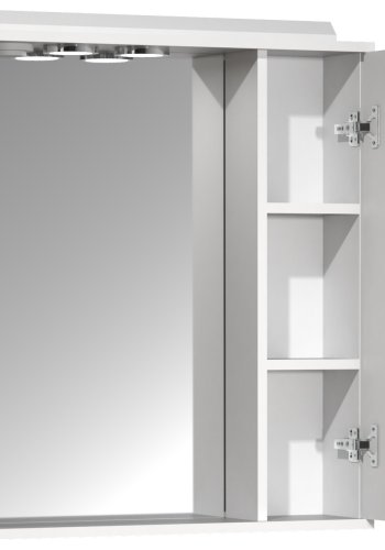 VCM NORDIC Casalo L badevrelse spejlskab, m. lys, 1 lge, 2 hylder - spejlglas og hvid tr (60cm)