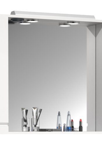 VCM NORDIC Silora XL badevrelse spejlskab, m. lys, 2 lger, 4 hylder - spejlglas og hvid tr 100cm