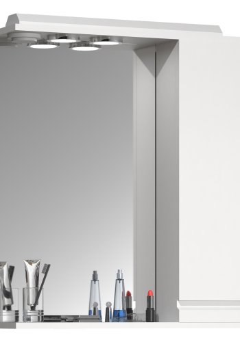 VCM NORDIC Silora L badevrelse spejlskab, m. lys, 1 lge, 2 hylder - spejlglas og hvid tr 60 cm