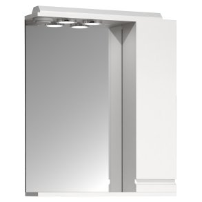 VCM NORDIC Silora L badevrelse spejlskab, m. lys, 1 lge, 2 hylder - spejlglas og hvid tr 60 cm