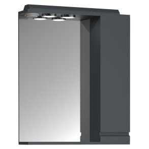 VCM NORDIC Silora L badevrelse spejlskab, m. lys, 1 lge, 2 hylder - antracitgr tr 60cm