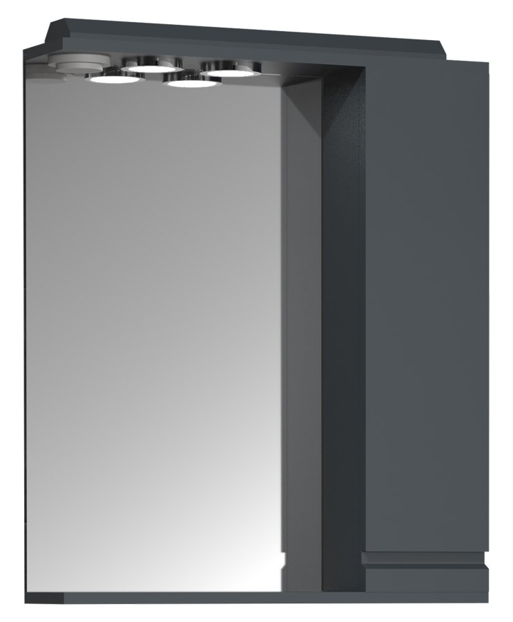 VCM NORDIC Silora L badevrelse spejlskab, m. lys, 1 lge, 2 hylder - antracitgr tr 60cm