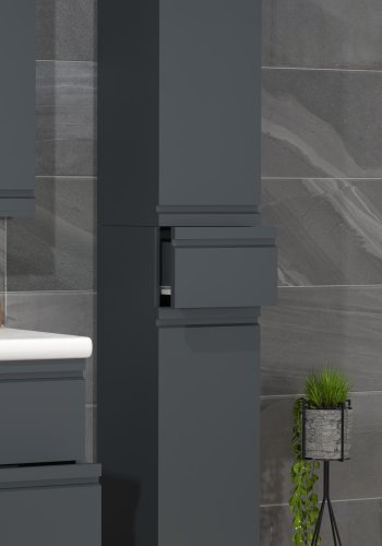 VCM NORDIC Silora badevrelse hjskab, m. 2 lger, 2 hylder, 1 skuffe - antracitgr tr