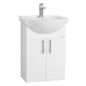 VCM NORDIC Lisalo M 2-delt vaskeplads, m. keramik hndvask, 2 lger - hvid melamin