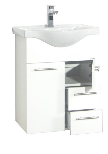 VCM NORDIC Lisalo L 2-delt vaskeplads, m. keramik hndvask, 2 lger, 2 skuffer - hvid melamin