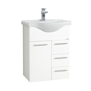 VCM NORDIC Lisalo L 2-delt vaskeplads, m. keramik hndvask, 2 lger, 2 skuffer - hvid melamin