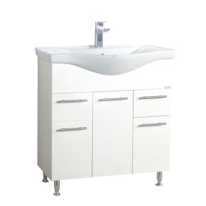 VCM NORDIC Lisalo XL 2-delt vaskeplads, m. keramik hndvask, 3 lger, 2 skuffer - hvid melamin