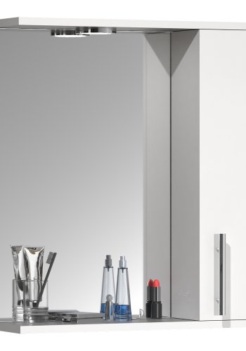 VCM NORDIC Lisalo M badevrelse spejlskab, m. lys, 1 lge, 2 hylder - spejlglas og hvid tr (50cm)