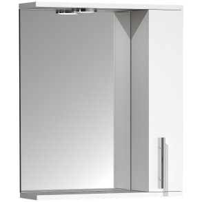 VCM NORDIC Lisalo M badevrelse spejlskab, m. lys, 1 lge, 2 hylder - spejlglas og hvid tr (50cm)