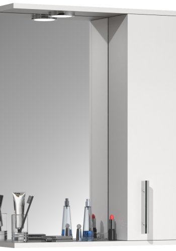 VCM NORDIC Lisalo L badevrelse spejlskab, m. lys, 1 lge, 2 hylder - spejlglas og hvid tr (55cm)