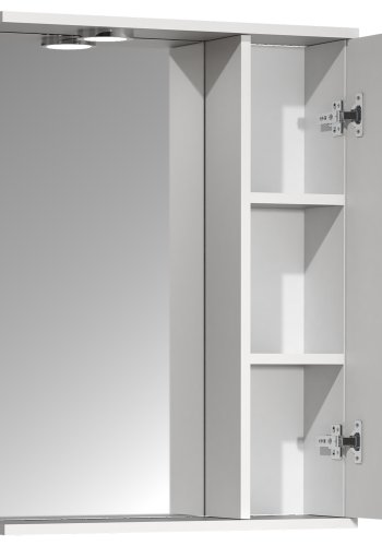 VCM NORDIC Lisalo L badevrelse spejlskab, m. lys, 1 lge, 2 hylder - spejlglas og hvid tr (55cm)