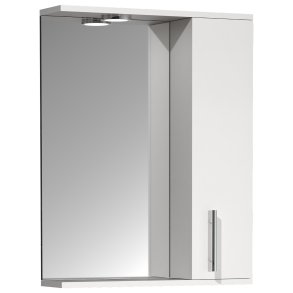 VCM NORDIC Lisalo L badevrelse spejlskab, m. lys, 1 lge, 2 hylder - spejlglas og hvid tr (55cm)