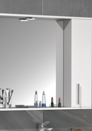VCM NORDIC Lisalo XL badevrelse spejlskab, m. lys, 1 lge, 2 hylder - spejlglas og hvid tr (75cm)