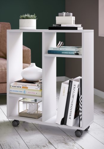 VCM NORDIC Dremala reol, m. 2 hylder og hjul - hvid tr