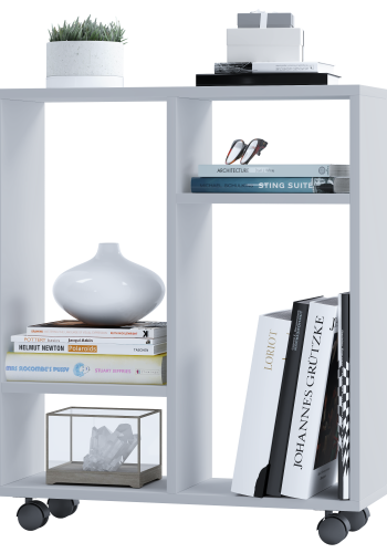 VCM NORDIC Dremala reol, m. 2 hylder og hjul - hvid tr