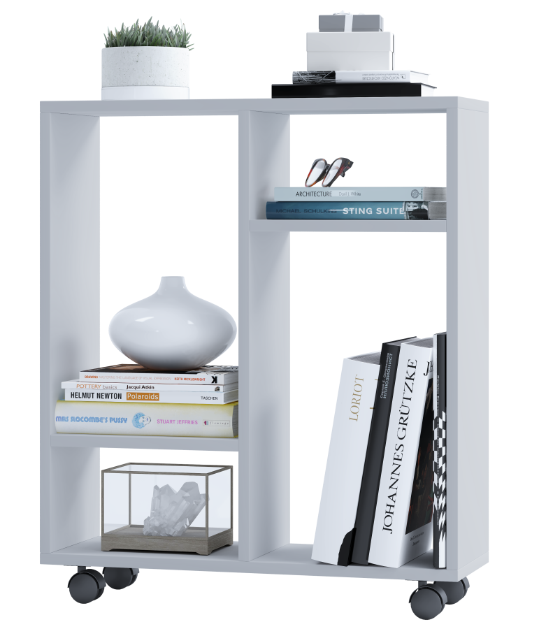 VCM NORDIC Dremala reol, m. 2 hylder og hjul - hvid tr