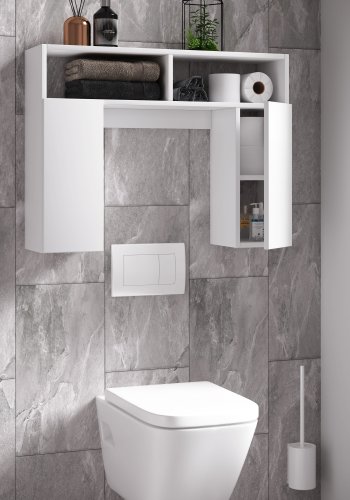 VCM NORDIC Tinoli toilet vgskab, m. 2 lger, 2 hylder, 2 bne rum - hvid tr