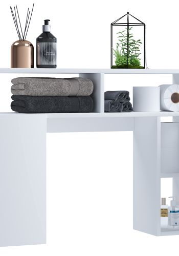 VCM NORDIC Tinoli toilet vgskab, m. 2 lger, 2 hylder, 2 bne rum - hvid tr