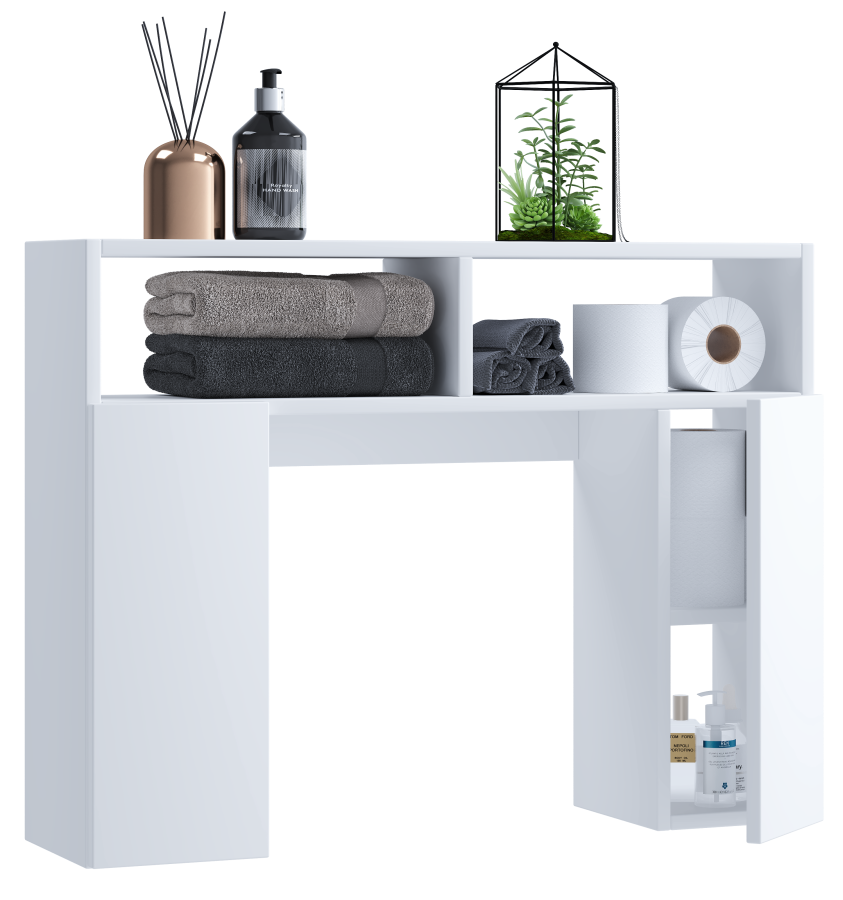 VCM NORDIC Tinoli toilet vgskab, m. 2 lger, 2 hylder, 2 bne rum - hvid tr