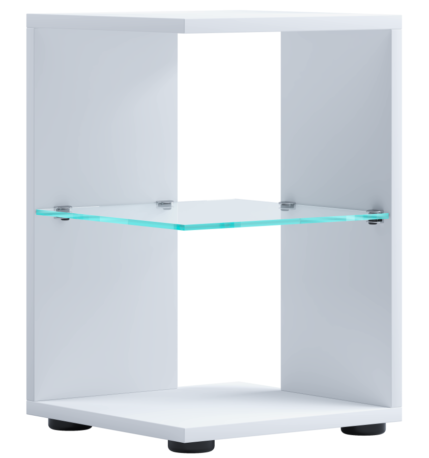 VCM NORDIC Elani sidebord, m. 1 glashylde - hvid tr (30x30)