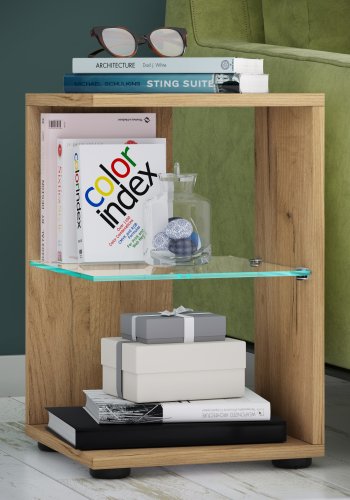 VCM NORDIC Elani sidebord, m. 1 glashylde - natur tr (30x30)