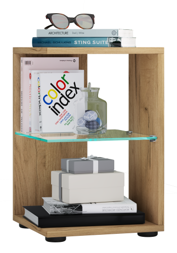 VCM NORDIC Elani sidebord, m. 1 glashylde - natur tr (30x30)